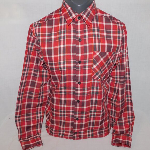 Marmot Mens M Red Black White Plaid Long Sleeve Button Front Shirt - Picture 11 of 11